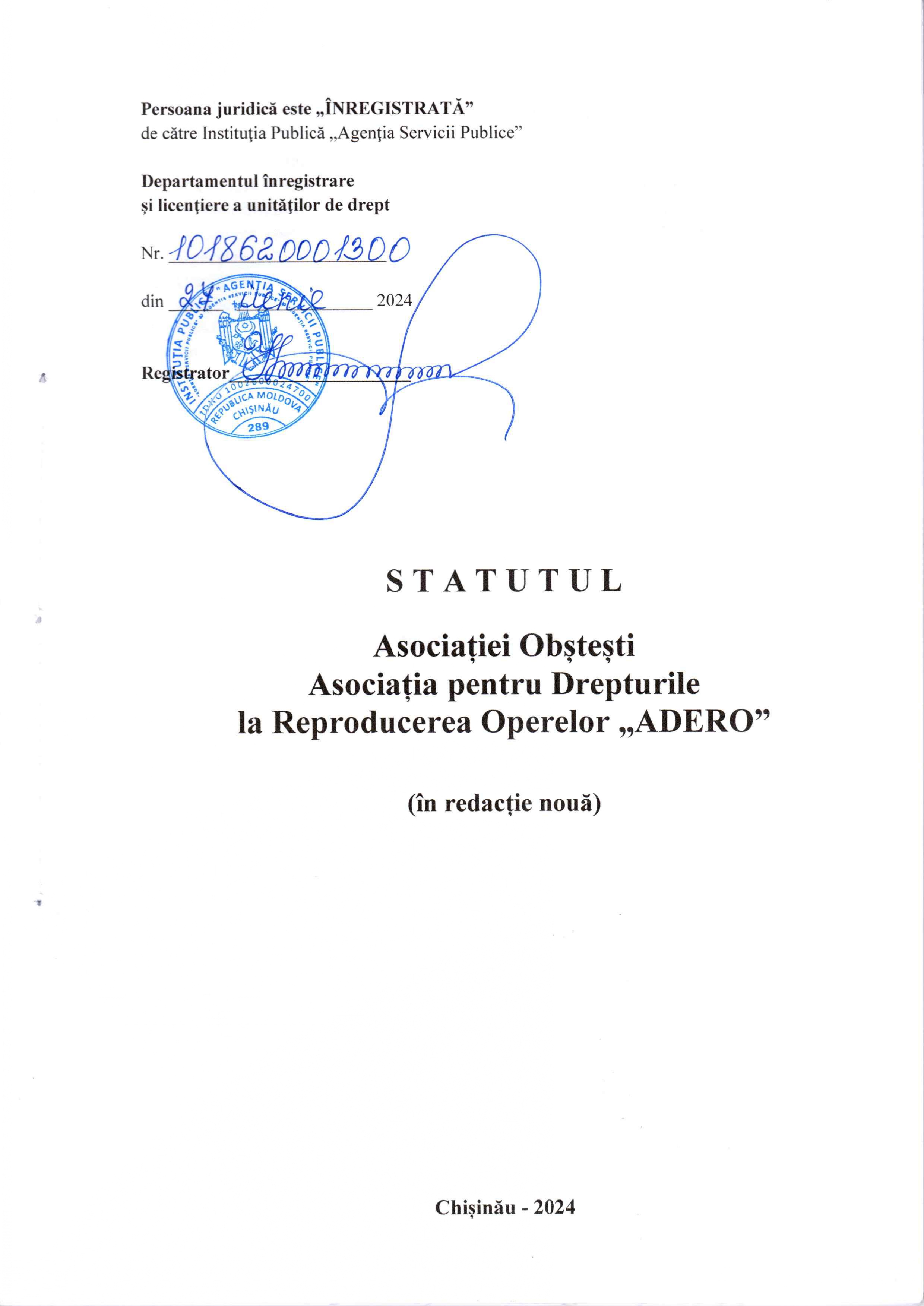 Statutul Asociatiei Obstesti ADERO